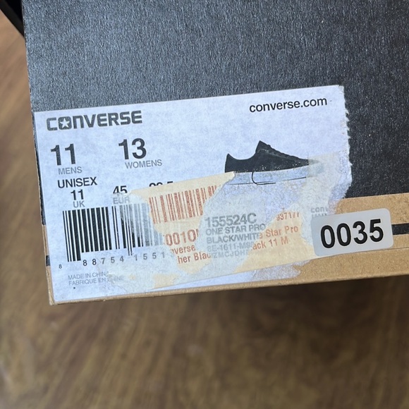 NIB Converse Chuck Taylor One Star Pro Leather Sneaker Black White Women’s 13 - Picture 13 of 15